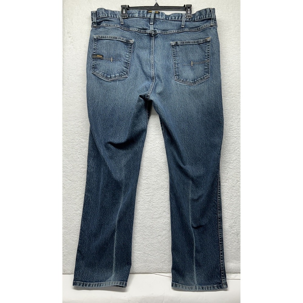 Ariat Rebar Mens Size 44X32 Blue M4 Low Rise Straight Denim Jeans (K1) - Picture 3 of 7